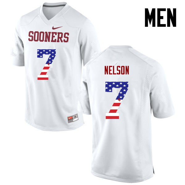 Oklahoma Sooners #7 Corey Nelson College Football USA Flag Fashion Jerseys-White